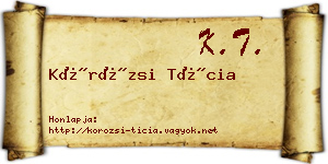 Körözsi Tícia névjegykártya